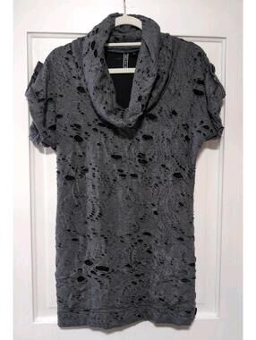 SNO SKINS Shredded Mini Dress Top Goth Raven Punk Women's L(1371)